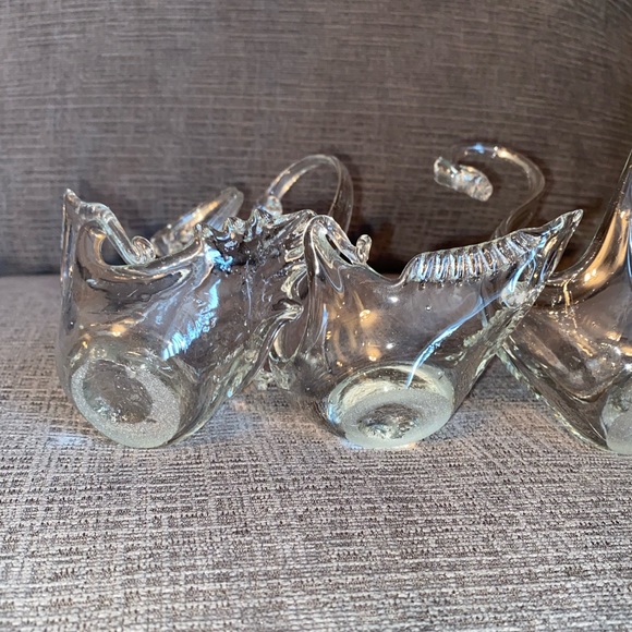 3 Vtg Hand Blown Glass Swan bowls/dishes/figures - Picture 5 of 8